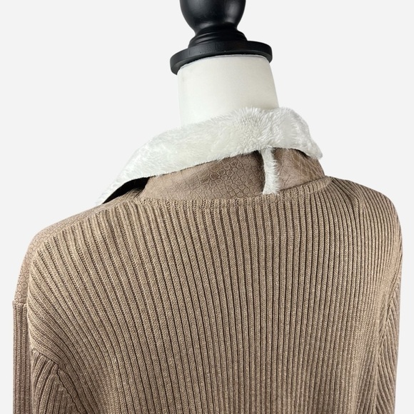 Alfred Dunner Womens Open Front Sweater Cardigan Sz 20 Faux Fur Ribbed Soft NEW - Picture 6 of 11